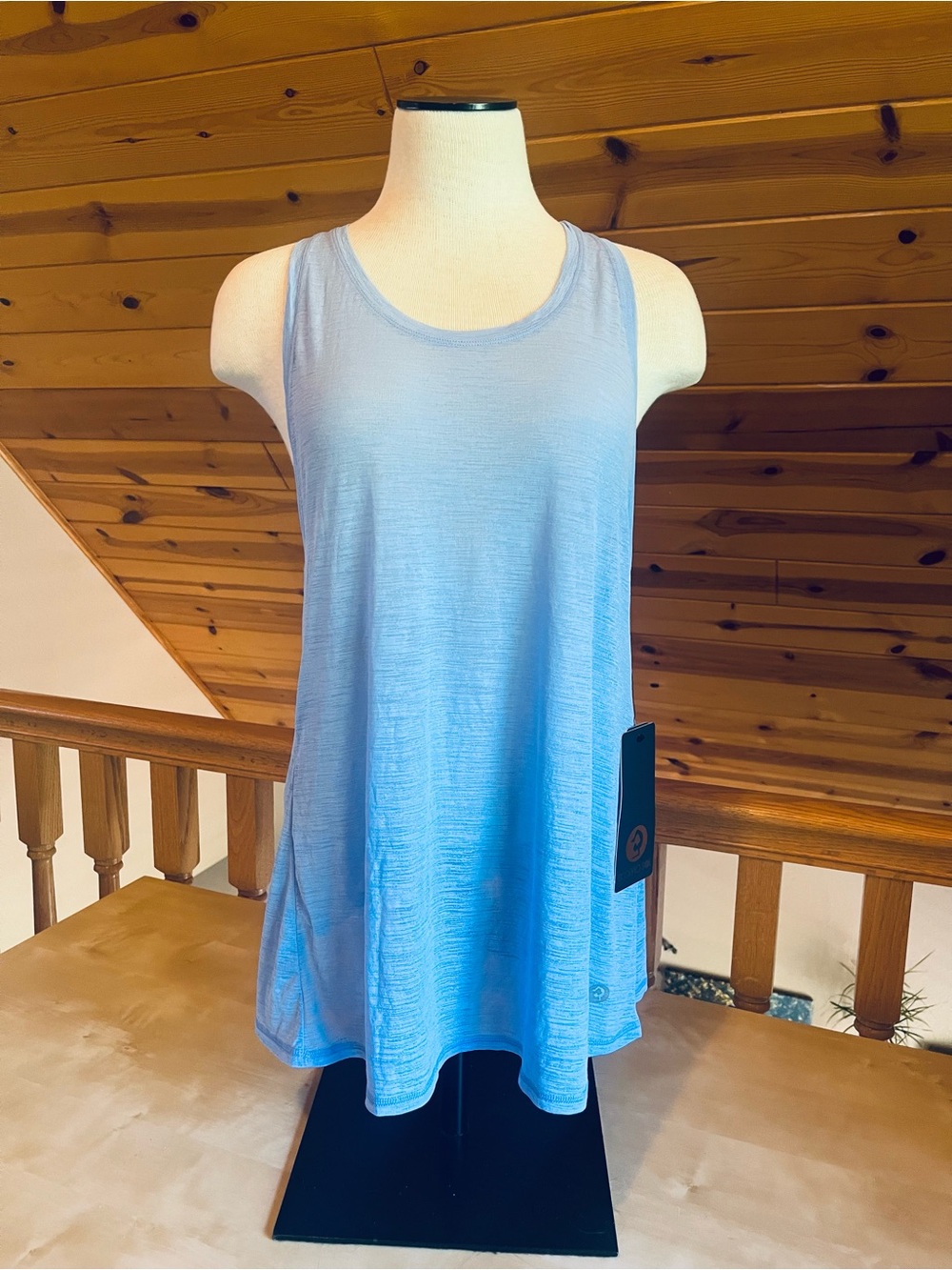 Scorpio Sol Women's Light Blue Athletic Racerback Sheer Tank Size L NWT
